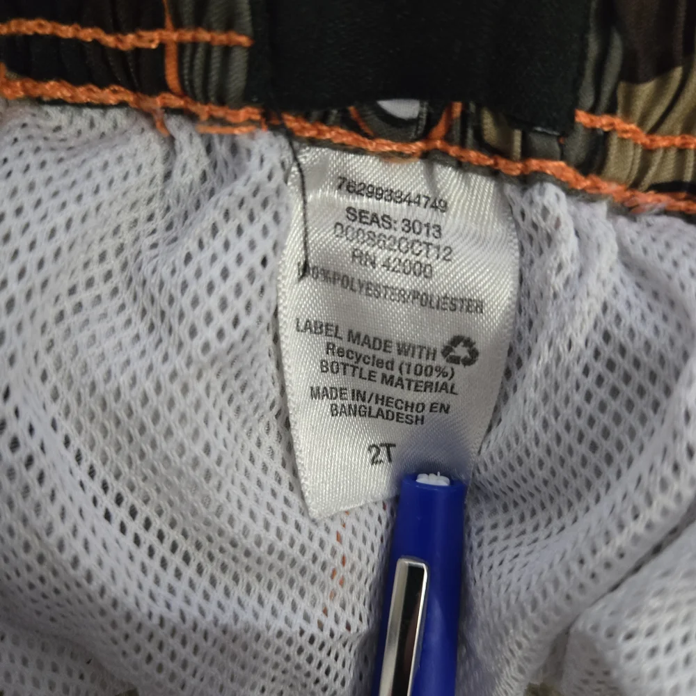 Toddler Boy Octopus Camo Swim Trunks 2T Orange Drawstring Mesh Lining Beach